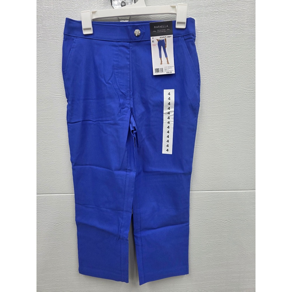 Rafaella Womens Dazzling Blue Stretch Capri Pants RSBSF073 Size 4 NWT